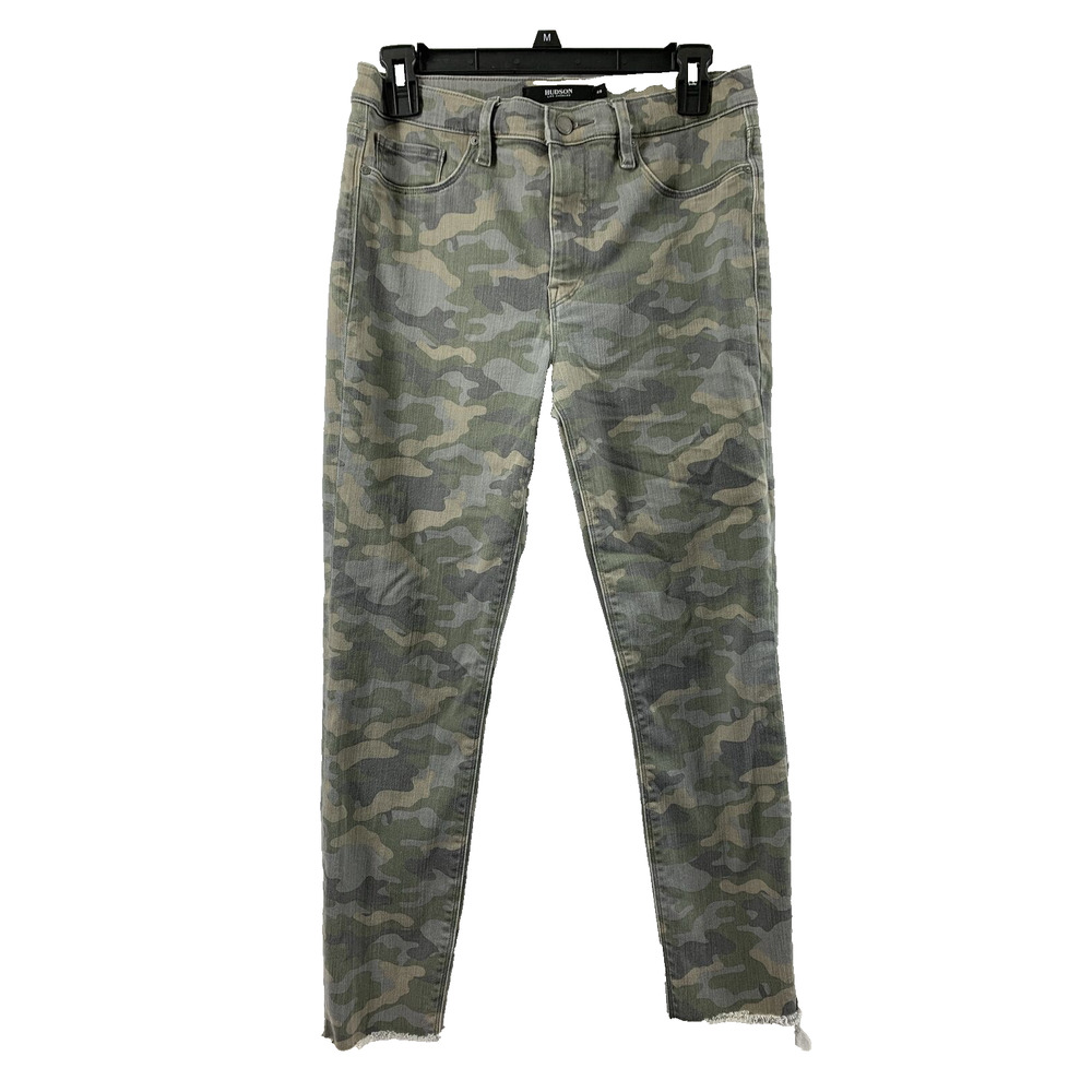 Hudson Camo Jeans Womens 28 Barbara Super‎ Skinny Raw Hem Military Style